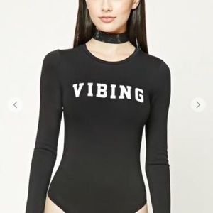 Forever 21 “Vibing” Black Bodysuit